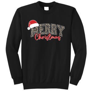 Merry Christmas Leopard Merry Christmas Varsity With Santa Hat Sweatshirt