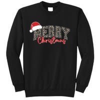 Merry Christmas Leopard Merry Christmas Varsity With Santa Hat Sweatshirt