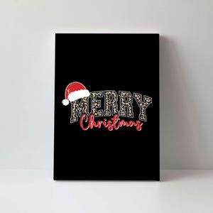 Merry Christmas Leopard Merry Christmas Varsity With Santa Hat Canvas