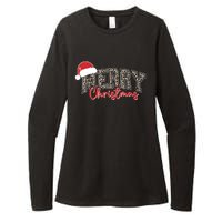 Merry Christmas Leopard Merry Christmas Varsity With Santa Hat Womens CVC Long Sleeve Shirt