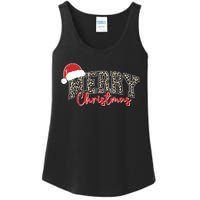 Merry Christmas Leopard Merry Christmas Varsity With Santa Hat Ladies Essential Tank