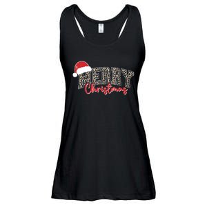 Merry Christmas Leopard Merry Christmas Varsity With Santa Hat Ladies Essential Flowy Tank