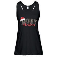 Merry Christmas Leopard Merry Christmas Varsity With Santa Hat Ladies Essential Flowy Tank