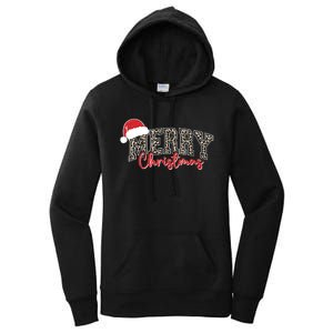 Merry Christmas Leopard Merry Christmas Varsity With Santa Hat Women's Pullover Hoodie