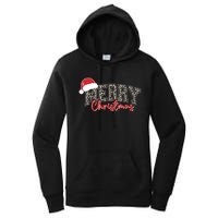 Merry Christmas Leopard Merry Christmas Varsity With Santa Hat Women's Pullover Hoodie