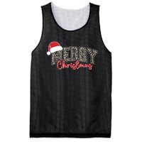 Merry Christmas Leopard Merry Christmas Varsity With Santa Hat Mesh Reversible Basketball Jersey Tank