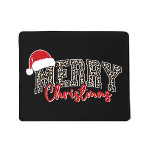 Merry Christmas Leopard Merry Christmas Varsity With Santa Hat Mousepad