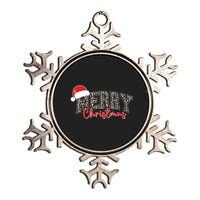 Merry Christmas Leopard Merry Christmas Varsity With Santa Hat Metallic Star Ornament