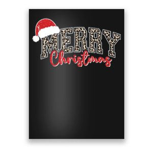 Merry Christmas Leopard Merry Christmas Varsity With Santa Hat Poster