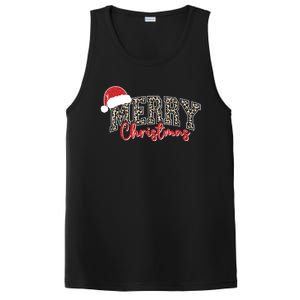 Merry Christmas Leopard Merry Christmas Varsity With Santa Hat PosiCharge Competitor Tank