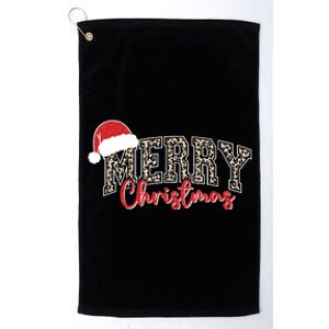 Merry Christmas Leopard Merry Christmas Varsity With Santa Hat Platinum Collection Golf Towel