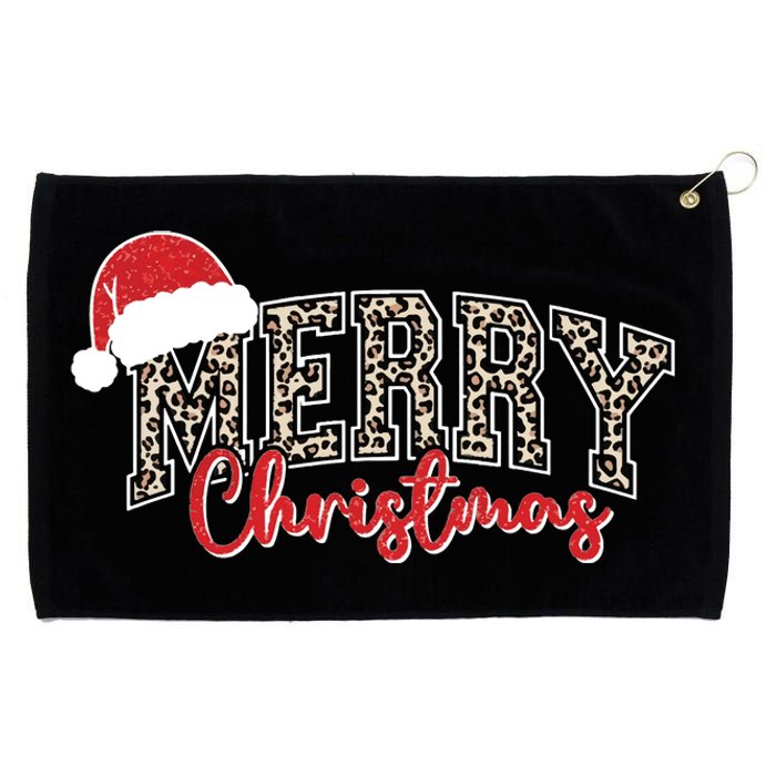 Merry Christmas Leopard Merry Christmas Varsity With Santa Hat Grommeted Golf Towel