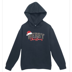 Merry Christmas Leopard Merry Christmas Varsity With Santa Hat Urban Pullover Hoodie