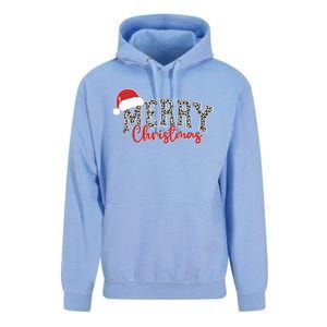 Merry Christmas Leopard Merry Christmas Varsity With Santa Hat Unisex Surf Hoodie