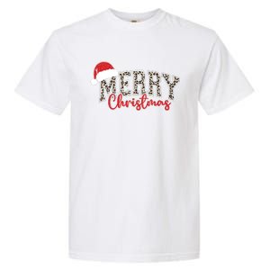 Merry Christmas Leopard Merry Christmas Varsity With Santa Hat Garment-Dyed Heavyweight T-Shirt