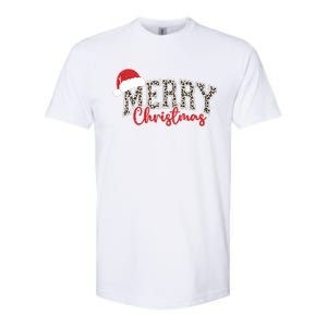 Merry Christmas Leopard Merry Christmas Varsity With Santa Hat Softstyle CVC T-Shirt