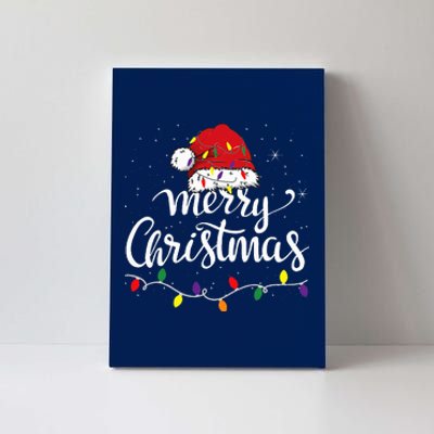 Merry Christmas Lights Red Santa Hat Xmas Family Canvas