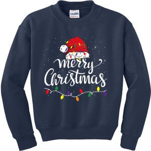 Merry Christmas Lights Red Santa Hat Xmas Family Kids Sweatshirt