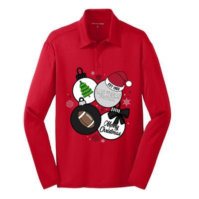 Merry Christmas Las Vegas Football Est 1960 Silk Touch Performance Long Sleeve Polo