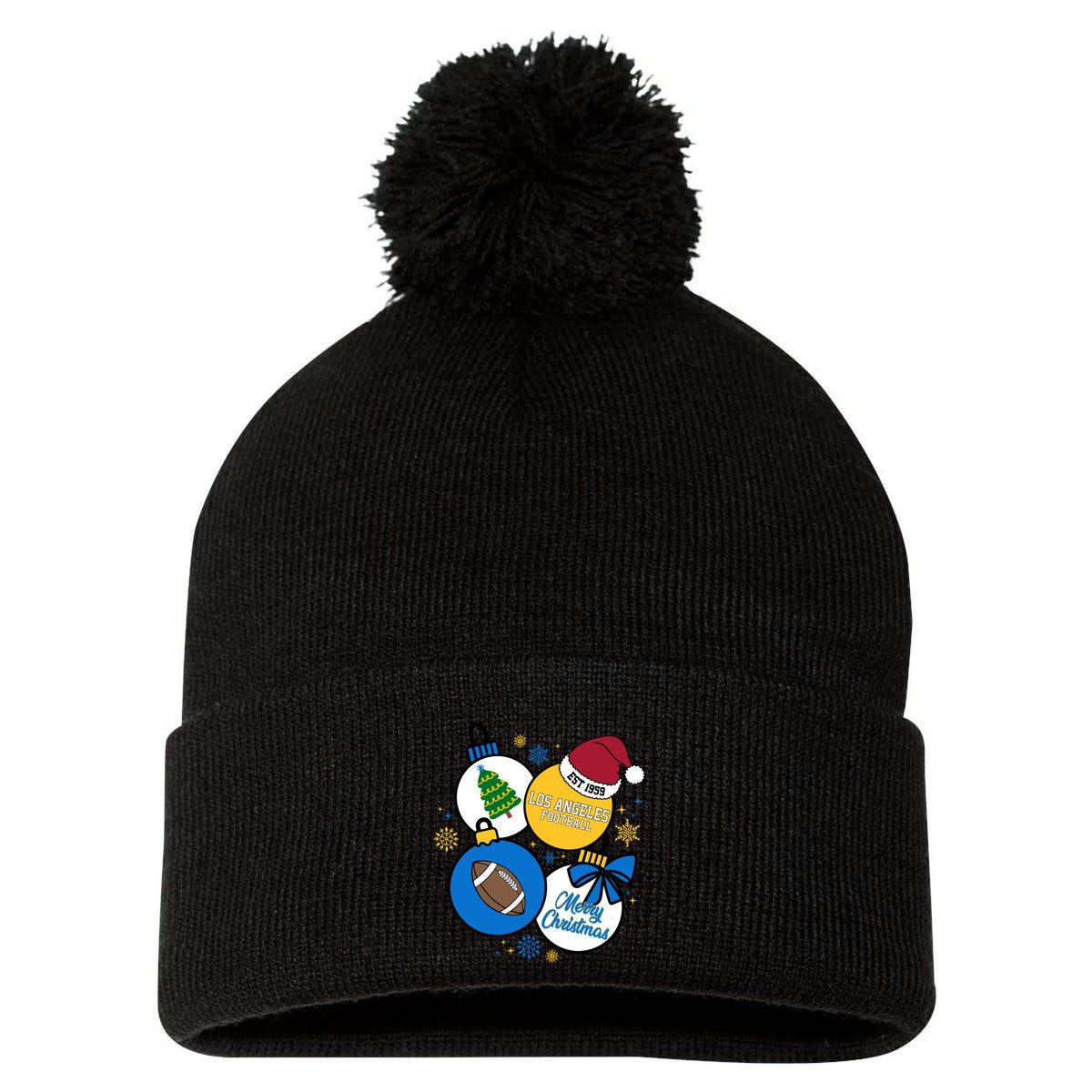 Merry Christmas Los Angeles Football Est 1959 Pom Pom 12in Knit Beanie