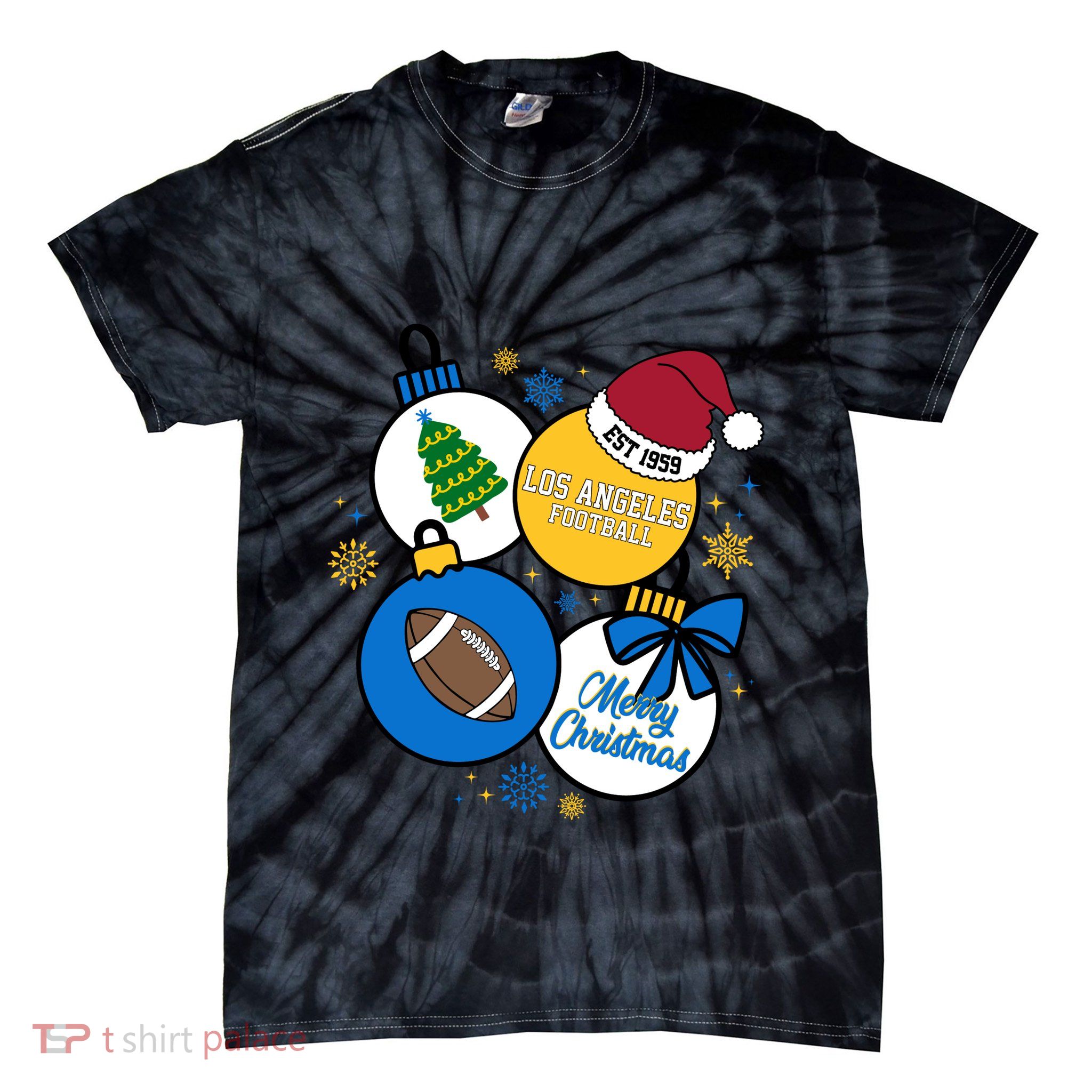 Merry Christmas Los Angeles Football Est 1959 Tie-Dye T-Shirt