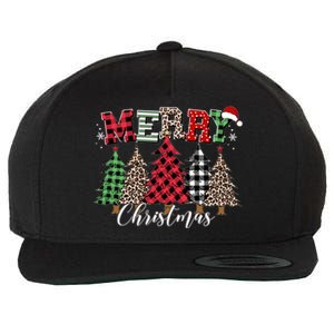 Merry Christmas Leopard Buffalo Red Plaid Meaningful Gift Wool Snapback Cap