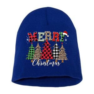 Merry Christmas Leopard Buffalo Red Plaid Meaningful Gift Short Acrylic Beanie