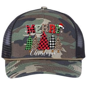 Merry Christmas Leopard Buffalo Red Plaid Meaningful Gift Retro Rope Trucker Hat Cap