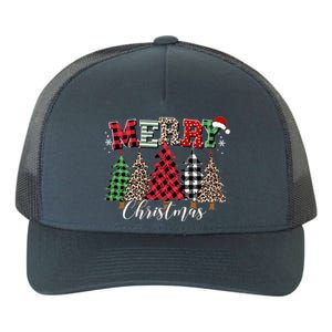 Merry Christmas Leopard Buffalo Red Plaid Meaningful Gift Yupoong Adult 5-Panel Trucker Hat