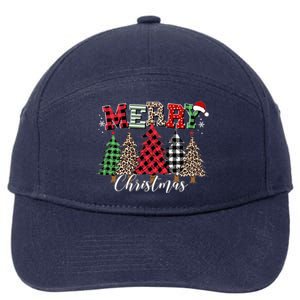 Merry Christmas Leopard Buffalo Red Plaid Meaningful Gift 7-Panel Snapback Hat