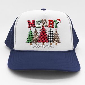 Merry Christmas Leopard Buffalo Red Plaid Meaningful Gift Trucker Hat