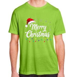 Merry Christmas Lights Red Family Santa Hat Xmas Adult ChromaSoft Performance T-Shirt