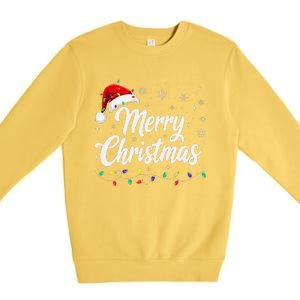 Merry Christmas Lights Red Family Santa Hat Xmas Premium Crewneck Sweatshirt