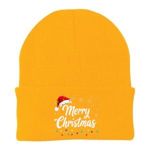 Merry Christmas Lights Red Family Santa Hat Xmas Knit Cap Winter Beanie