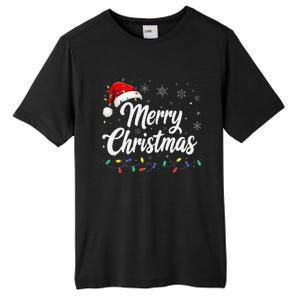 Merry Christmas Lights Red Family Santa Hat Xmas Tall Fusion ChromaSoft Performance T-Shirt