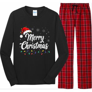 Merry Christmas Lights Red Family Santa Hat Xmas Long Sleeve Pajama Set