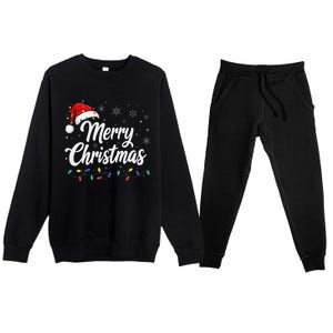 Merry Christmas Lights Red Family Santa Hat Xmas Premium Crewneck Sweatsuit Set