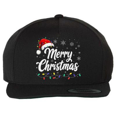 Merry Christmas Lights Red Family Santa Hat Xmas Wool Snapback Cap