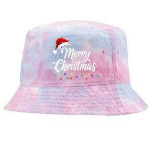 Merry Christmas Lights Red Family Santa Hat Xmas Tie-Dyed Bucket Hat