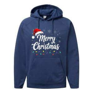 Merry Christmas Lights Red Family Santa Hat Xmas Performance Fleece Hoodie