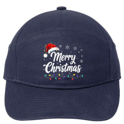 Merry Christmas Lights Red Family Santa Hat Xmas 7-Panel Snapback Hat