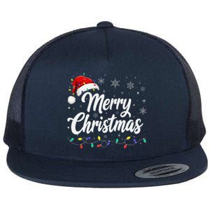 Merry Christmas Lights Red Family Santa Hat Xmas Flat Bill Trucker Hat