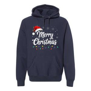 Merry Christmas Lights Red Family Santa Hat Xmas Premium Hoodie