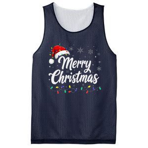 Merry Christmas Lights Red Family Santa Hat Xmas Mesh Reversible Basketball Jersey Tank