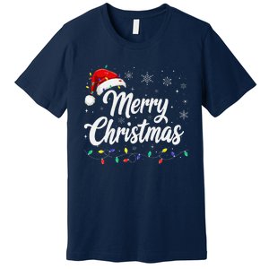 Merry Christmas Lights Red Family Santa Hat Xmas Premium T-Shirt