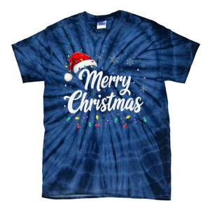 Merry Christmas Lights Red Family Santa Hat Xmas Tie-Dye T-Shirt