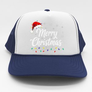 Merry Christmas Lights Red Family Santa Hat Xmas Trucker Hat