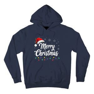 Merry Christmas Lights Red Family Santa Hat Xmas Tall Hoodie