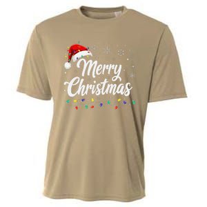 Merry Christmas Lights Red Family Santa Hat Xmas Cooling Performance Crew T-Shirt