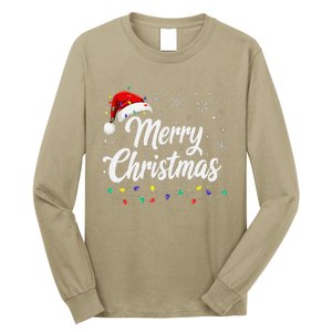 Merry Christmas Lights Red Family Santa Hat Xmas Long Sleeve Shirt